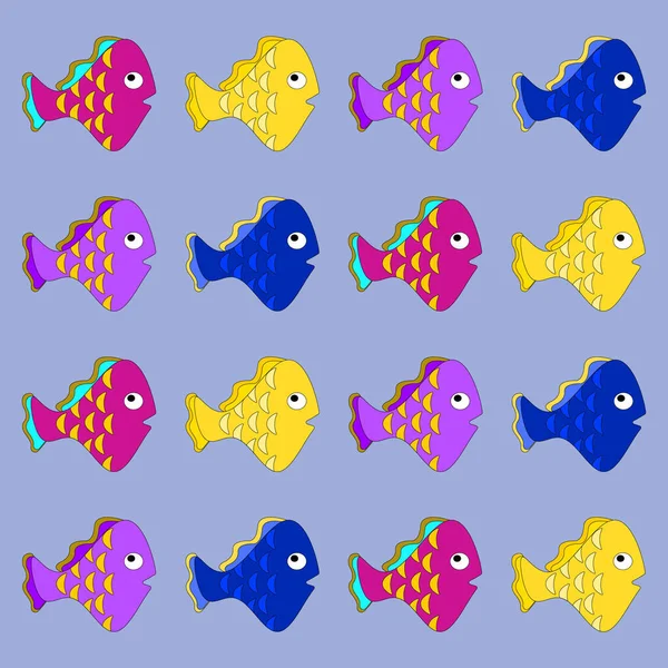 Padrão Vetorial Com Peixes Decorativos Bonitos Fundo Multicolor Engraçado Textura — Fotografia de Stock