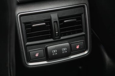 Novosibirsk, Russia - November 04, 2021: Subaru Forester, Close up shot of car seat heating control panel