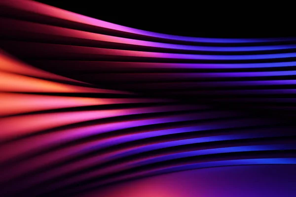 ピンクと青の輝くカラーライン ソフトフォーカスの3Dイラスト 黒の隔離された背景に音楽ラインイコライザー — ストック写真