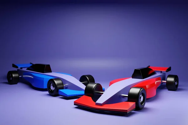 Sports Blue Red Car Racing Design Purple Background Illustration — Stok fotoğraf