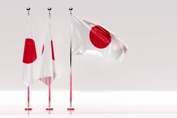 Illustration National Flag Japan Metal Flagpole Fluttering Country Symbol — Stock fotografie