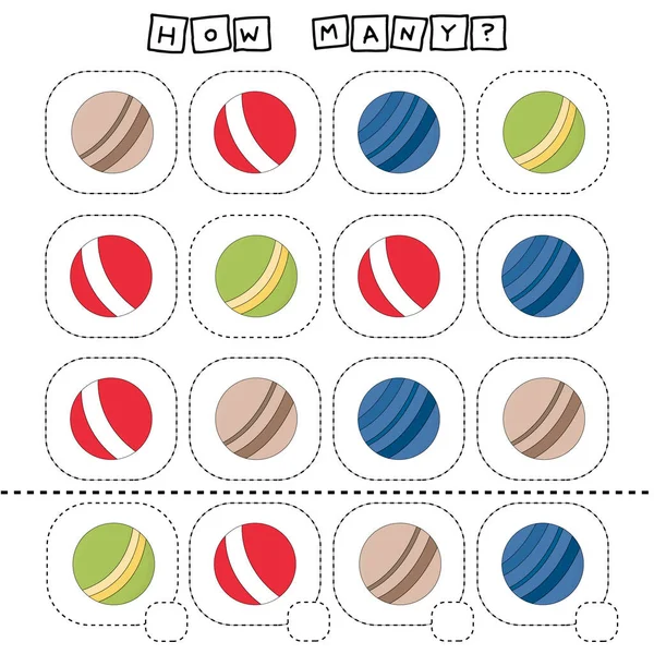 Counting Game Preschool Children Count How Many Balls — стоковое фото