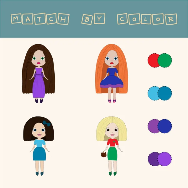 Worksheet Vector Design Challenge Connect Doll Its Color Logic Game — Zdjęcie stockowe