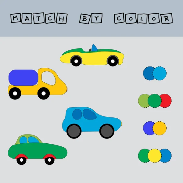 Worksheet Vector Design Challenge Connect Car Its Color Logic Game — Stock Photo, Image