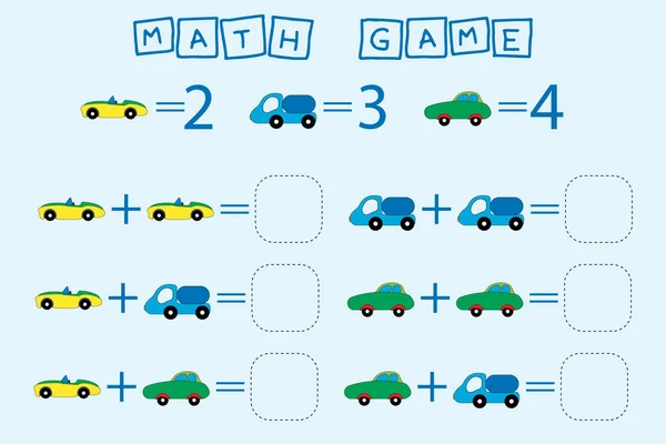 工作表向量的设计 任务是计算答案并连接到正确的数字 儿童逻辑游戏 — 图库照片
