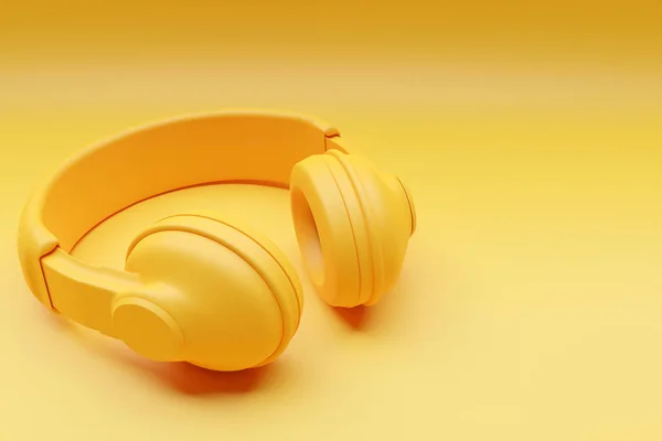 Yellow Classic Wireless Headphones Isolated Rendaring Headphone Icon Illustration Audio — Stockfoto