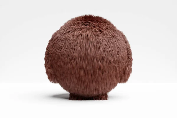 Illustration Funny Brown Fluffy Ball Monster White Isolated Background — Foto Stock