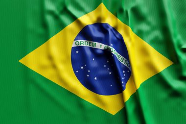3D illustration of Brazil national developing flag. Country symbol.