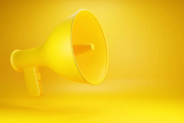 Жовтий Мультяшний Скляний Гучномовець Жовтому Монохромному Фоні Ілюстрація Мегафона Рекламний — стокове фото