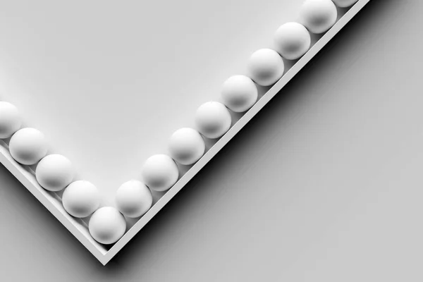 Row White Spheres Balls Illustration Objects Even Row White Background — Stok fotoğraf