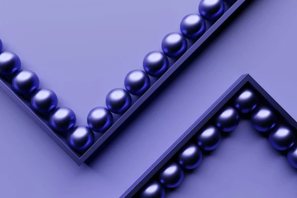 Illustration Metal Purple Balls Stand Straight Line Path Labyrinth — Stock fotografie