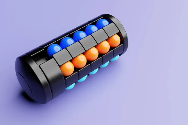 Illustration Black Cylinder Puzzle Colorful Balls Logic Brain Training Toy — Stock Fotó
