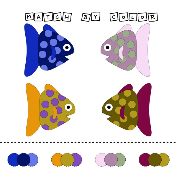 Worksheet Vector Design Challenge Connect Fishes Its Color Logic Game — Stock Photo, Image