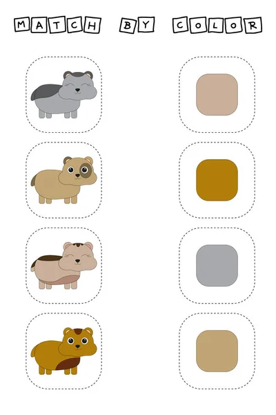 Worksheet Vector Design Challenge Connect Pets Hamsters Its Color Logic — Stockfoto