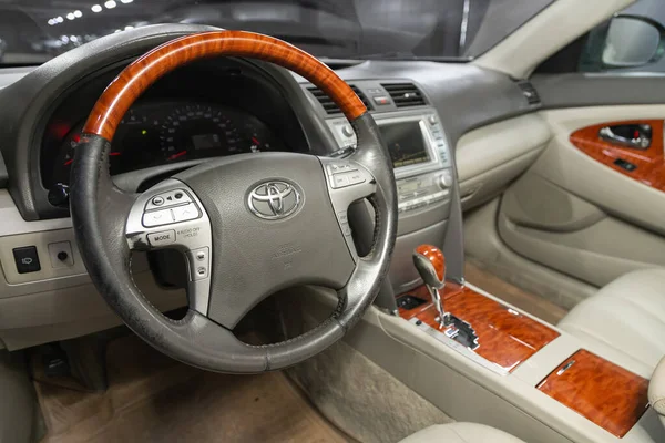 Novosibirsk Rusia Desember 2021 Toyota Camry Detail Kabin Interior Kokpit — Stok Foto