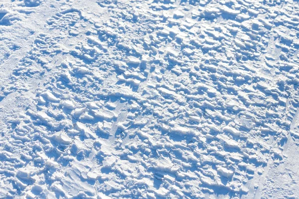 Γκρο Πλαν Χιονισμένης Επιφάνειας Και Νιφάδων Υποβάθρου — Φωτογραφία Αρχείου