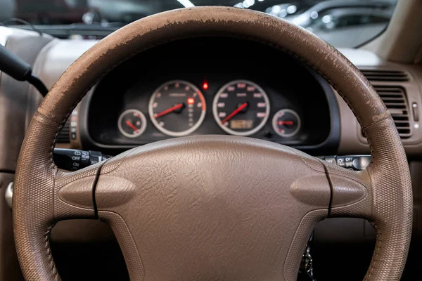 Auto Interieur Stuurwiel Verschuiving Hefboom Het Dashboard — Stockfoto