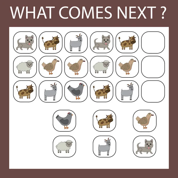 Educational Activity Children Make Logical Chain Pets Chickens Cows Ducks — Stockfoto