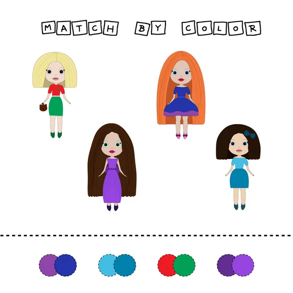 Worksheet Vector Design Challenge Connect Doll Its Color Logic Game — ストック写真