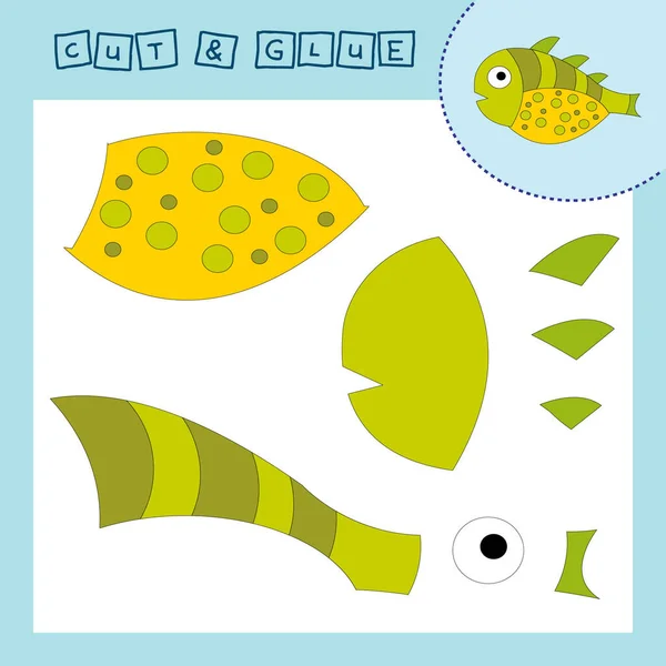Børns Papir Puslespil Med Fisk Baby Uddannelse Skære Indsætte Applikation - Stock-foto
