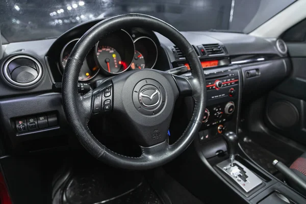 Novosibirsk Russia December 2021 Mazda Close Dashboard Speedometer Tachometer Steering — Stock Photo, Image