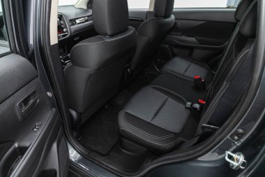 Novosibirsk, Russia - October   31 , 2021:  Mitsubishi Outlander, Car interior, part of back seats
