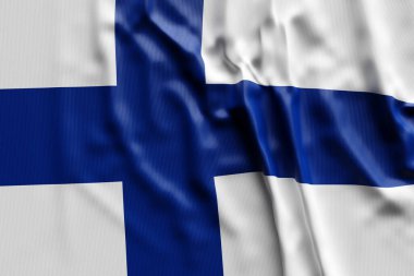 Finlandiya ulusal bayrağının 3D çizimi. Ülke sembolü.