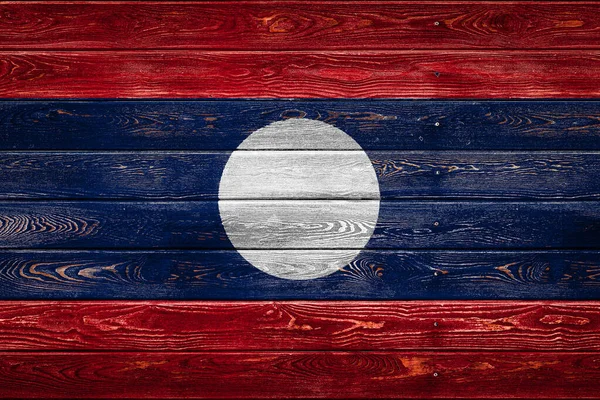 Die Laotische Nationalflagge Ist Auf Ein Lager Aus Mit Einem — Stockfoto