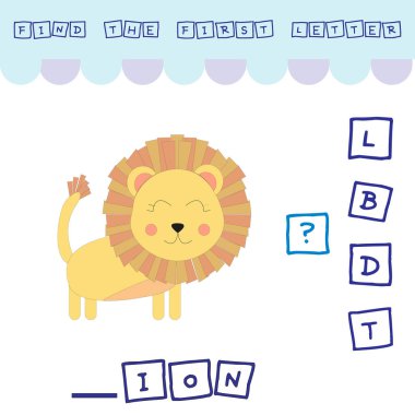 Aslan kelimesinin ilk harfini bul ve bağla. Çocuklar için eğitici bir oyun