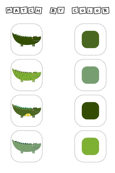 Návrh Vektoru Listu Výzva Pro Spojení Krokodýlů Jeho Barvou Logická — Stock fotografie