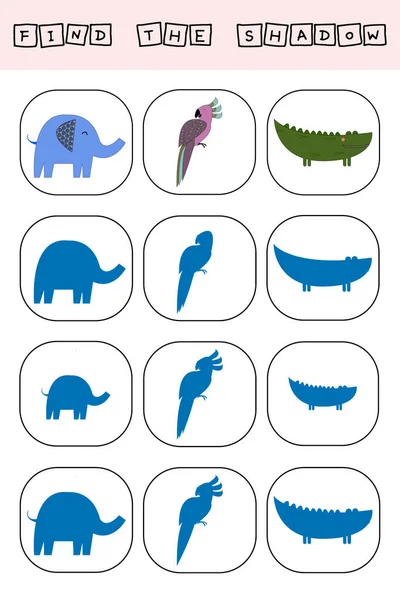 Finden Sie Einen Schattenelefanten Papagei Krokodil Spiel Spielzeug Mit Korrektem — Stockfoto