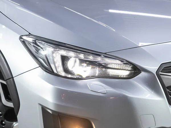 Novosibirsk Russia December 2021 Subaru Close Car Headlights Exterior Closeup — Stock Photo, Image