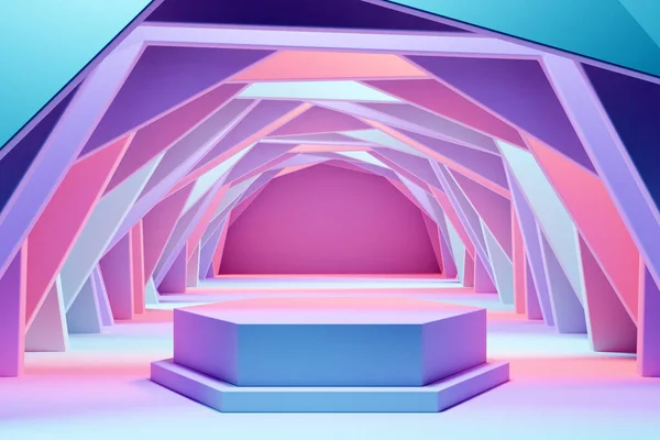 Illustration Pink Circle Podium Stand Background Geometric Composition Rendering Minimalism — Stock Photo, Image