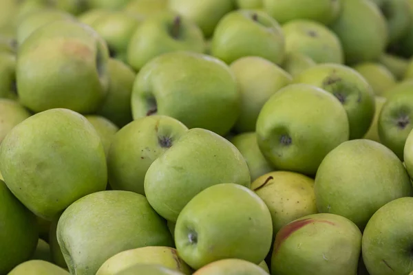 Fondo Manzanas Verdes Variedad Manzanas Frescas Cultivadas Tienda Manzana Adecuada — Foto de Stock