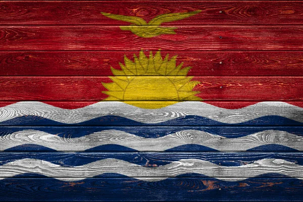 Bandeira Nacional Kiribati Pinta Campo Conselhos Pares Pregados Com Prego — Fotografia de Stock