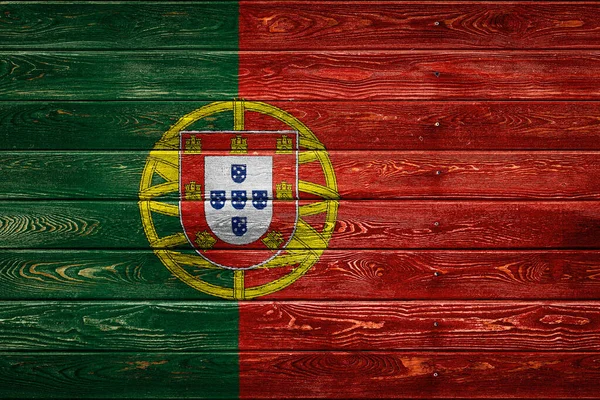 Nationale Vlag Van Portugal Geschilderd Een Kamp Van Zelfs Planken — Stockfoto