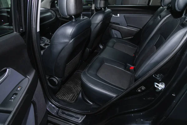 Novoszibirszk Oroszország Január 2022 Kia Sportage Clean Car Interior Fekete — Stock Fotó