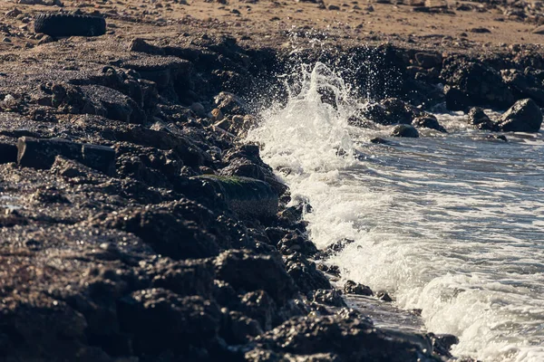 Des Vagues Bleues Belles Crête Blanche Une Vague Mer Concentration — Photo