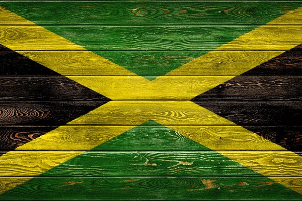 Nationale Vlag Van Jamaica Geschilderd Een Kamp Van Zelfs Planken — Stockfoto