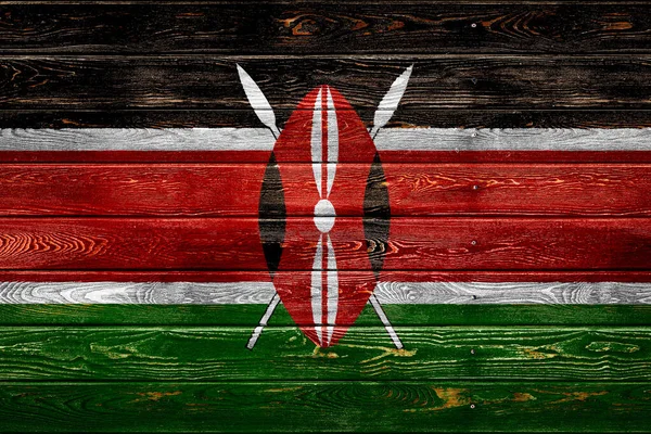 Bandiera Nazionale Del Kenya Dipinta Campo Tavole Inchiodate Con Chiodo — Foto Stock