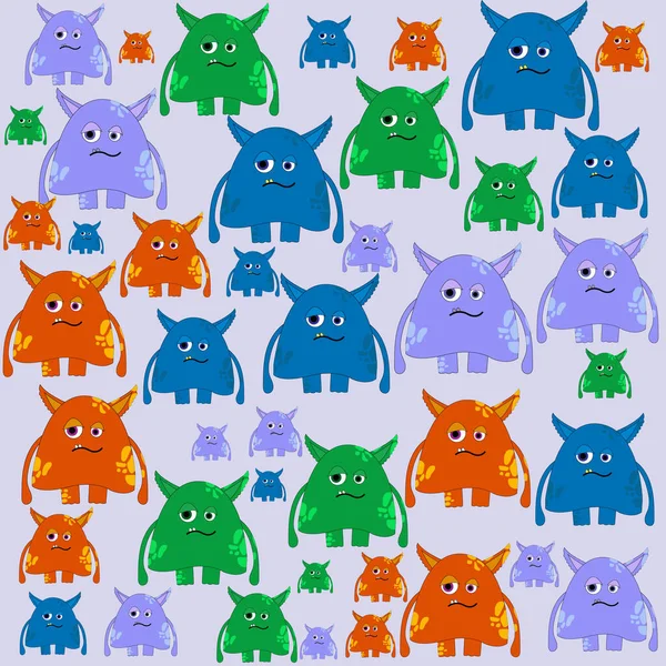 귀여운 괴물들이 싸구려 패턴이야 아이들의 포장지에 아이디어 — 스톡 사진