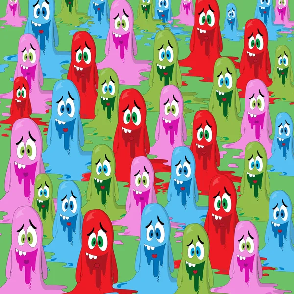 Pattern of cartoon  sad colorful  monster  . cute scary baby heroes pattern, design for kids