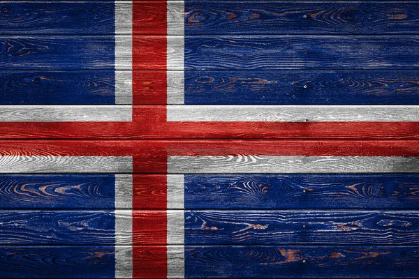 Bandera Nacional Islandia Está Pintada Campo Tablas Uniformes Clavadas Con — Foto de Stock