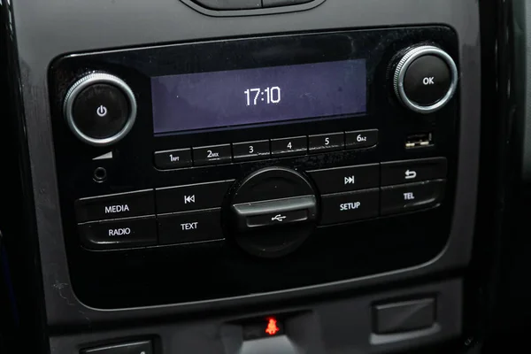 Novosibirsk Russia January 2022 Renault Duster Car Control Panel Audio — 스톡 사진