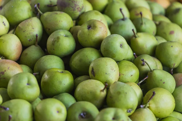 Fondo Manzanas Verdes Variedad Manzanas Frescas Cultivadas Tienda Manzana Adecuada — Foto de Stock