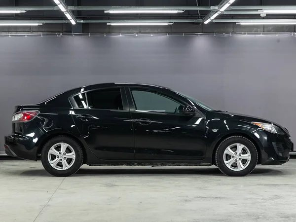 Novosibirsk Rússia Fevereiro 2022 Mazda Preto Vista Lateral Carro Sedan — Fotografia de Stock