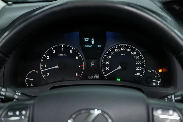 Novosibirsk Russia February 2022 Lexus Speedometer Tachometer Steering Whee — 图库照片