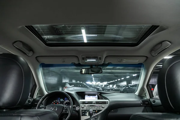 Nowosibirsk Russland Februar 2022 Lexus Innenraum Rückansicht Von Windschutzscheibe Luke — Stockfoto