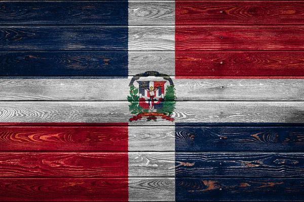 Die Nationalflagge Der Dominikanischen Republik Ist Auf Ein Lager Aus — Stockfoto
