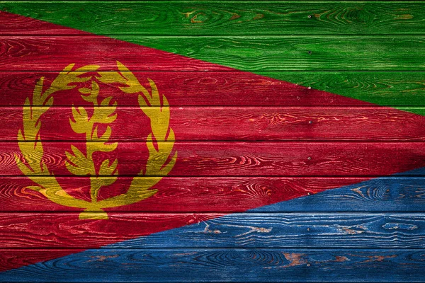 Государственный Флаг Эритреи Раскрашен Лагерь Ровных Досок Прибитых Гвоздём Символ — стоковое фото